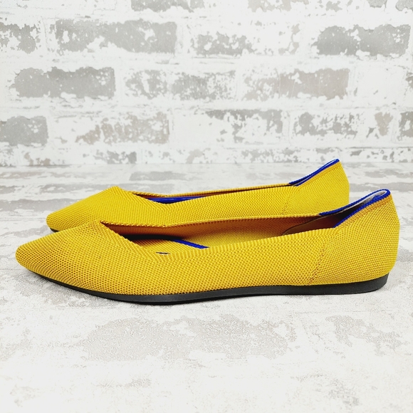 New Rothy's The Flat Yellow Knit Round Toe Slip On Loafers W488